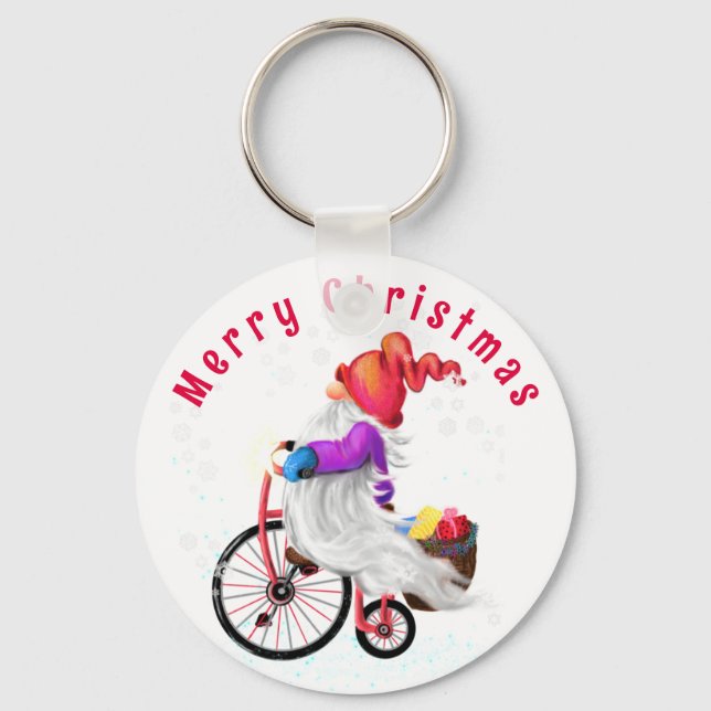 Gnomo de Natal com Chaveiro de Bike e Gifts (Frente)