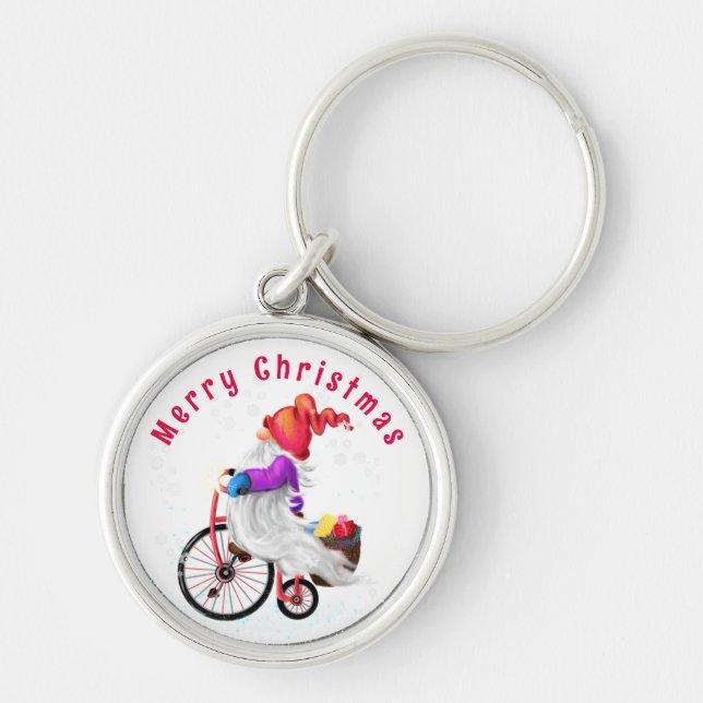 Gnomo de Natal com Chaveiro de Bike e Gifts (Frente)