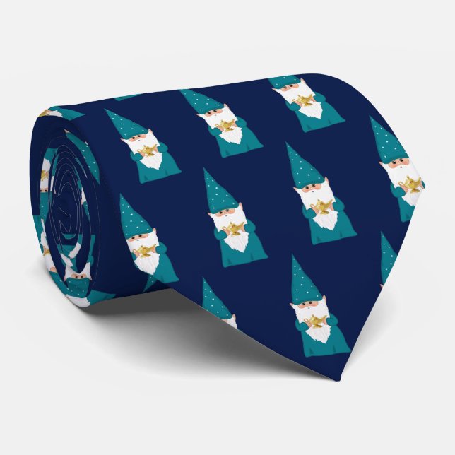 Gnomo de Natal Feiticeiro em Gravata Azul-Marinho (Rolled)