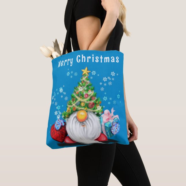 Gnomo de Tote de Natal com presentes (Close Up)