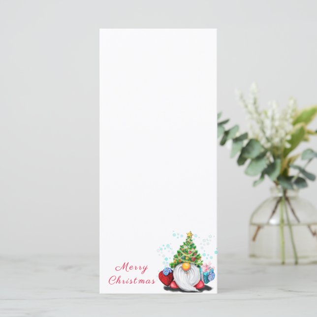 Gnomo do Menu da Festa de Natal com Presente (Em pé/Frente)