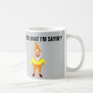 Gnomo engraçado, duende, caneca de café