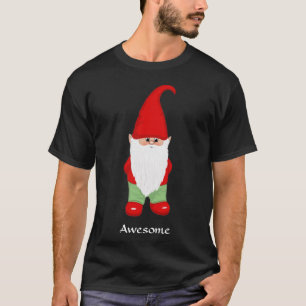 Gnomo Moderno Vestido com Camiseta Verde e Vermelh
