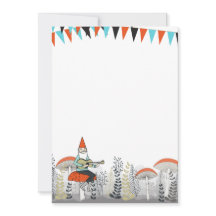 Gnomo que joga o convite da guitarra