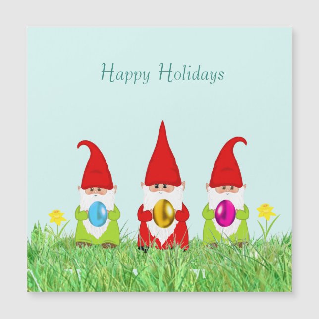 Gnomos Cute Segurando Ovos De Páscoa (Frente)