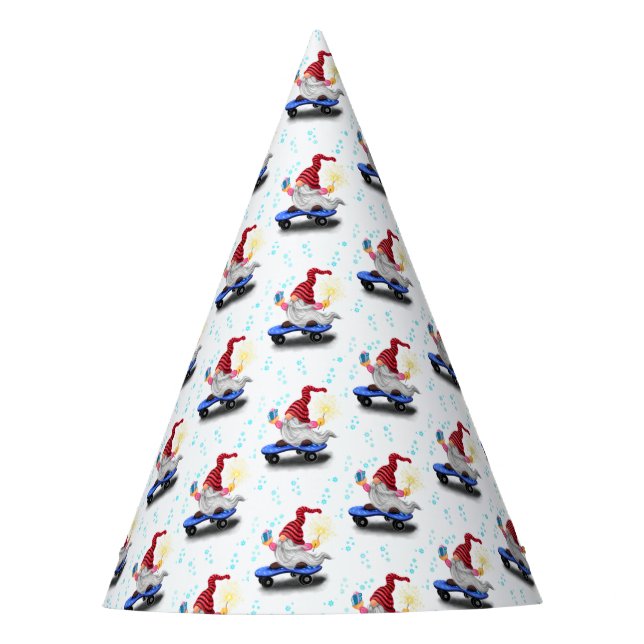 Gnomos de Natal com o Chapéu de Festa de Papel de  (Frente)