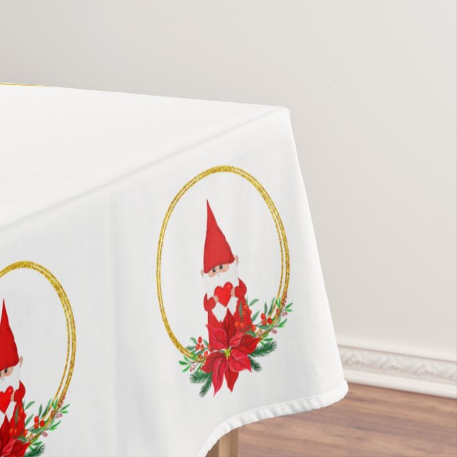 Gnomos de Natal em Toalha de Mesa Branca (Posição Original)