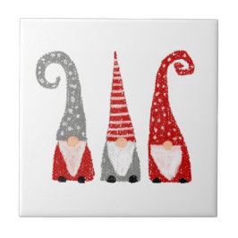 Gnomos de Natal Modernos Vermelho Cinza Branco Nór