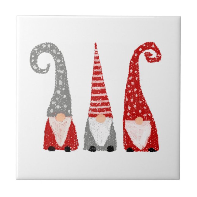 Gnomos de Natal Modernos Vermelho Cinza Branco Nór (Frente)