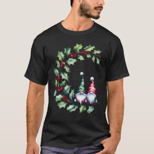 Gnomos De Natal Na Camiseta Holly Berry Twig