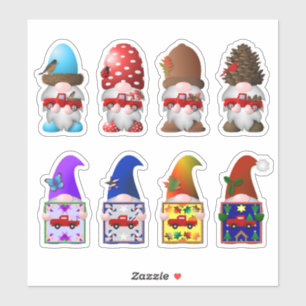 Gnomos Sazonais com Adesivos de Caminhõezinhos Ver
