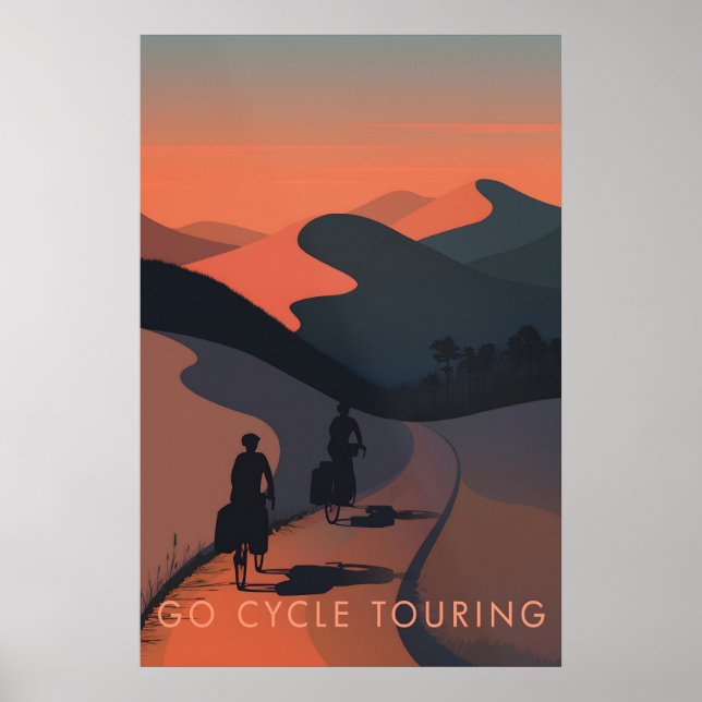 Go Cycle Touring Travel Poster (Frente)