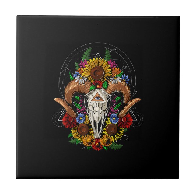 Goat Skull Psychedelic Sunflower (Frente)