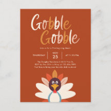 Gobble Gobble - Convite de festas Jante de Ação de