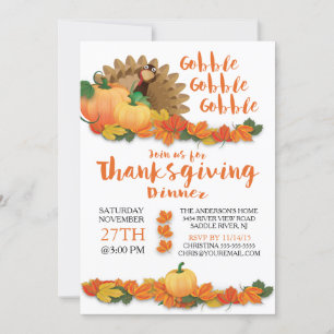 Gobble Gobble Turquia Ação de Graças Convite