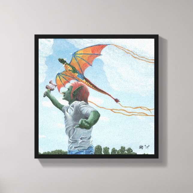 Goblin Dragão Voador Kite Fantasy Art Canvas (Frente)