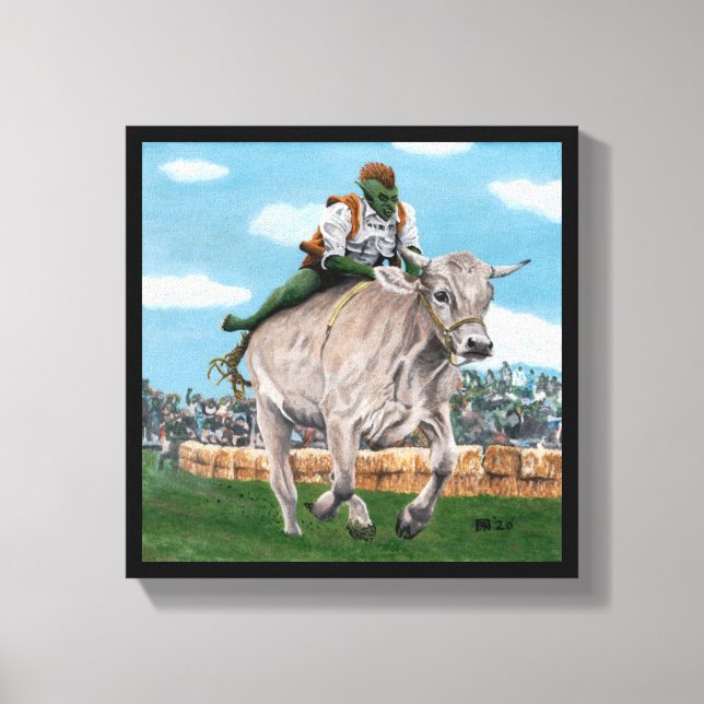 Goblin Rider Ox Racing Fantasy Art Canvas (Frente)