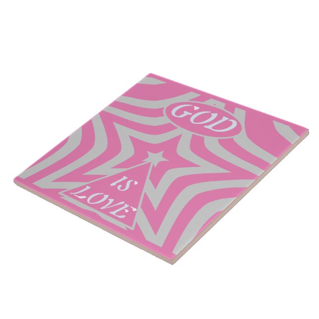 "God Is Love" Pastel Pink & Gray Star Nursery Art  (Lateral)