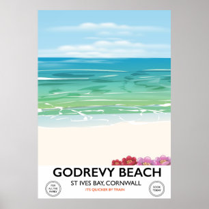 Godrevy Beach Ruas Ives Bay, Cornwall poster de vi