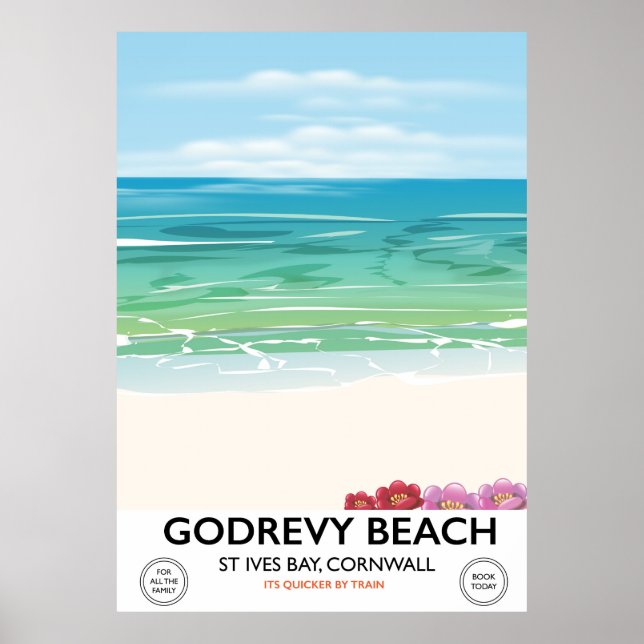 Godrevy Beach Ruas Ives Bay, Cornwall poster de vi (Frente)