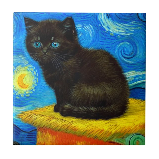Gogh Style Starry Night Cat (Frente)