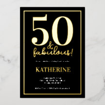 Gold 50 and Fabulous 50th Birthday Foil Invitation