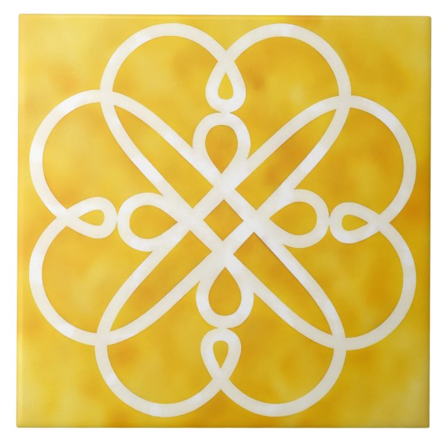 Gold and White Celtic Design Decorative Tile (Frente)