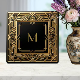 Gold Art Deco Monogram Black Personalized Luxury