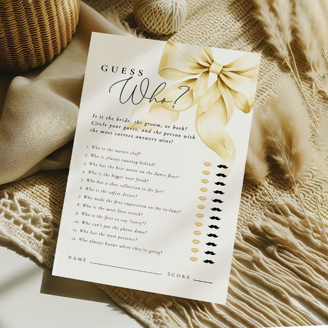 Gold Bow Bridal Shower Guess Who Said it Game (Criador carregado)