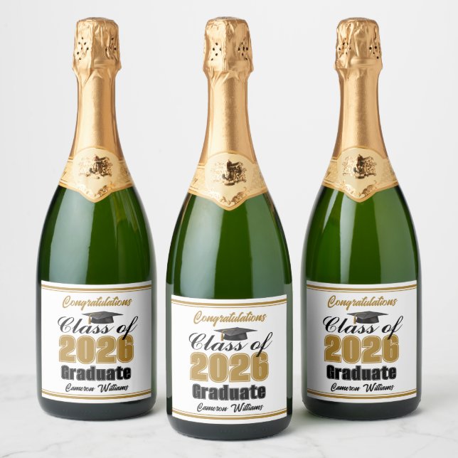 Gold Class of 2026 Graduation Party Custom (Garrafas)