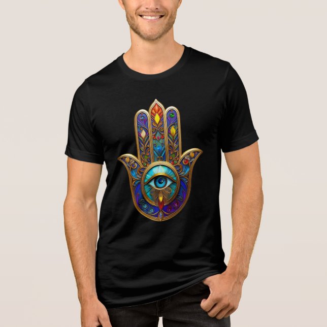 Gold Colorful Hamsa Turquoise Sapphire Third Eye  (Frente)