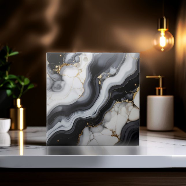 Gold Faux Glitter Veined B&W Marble ID1180a (Criador carregado)