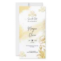 Gold Floral Elegance Save the Date Wedding Card
