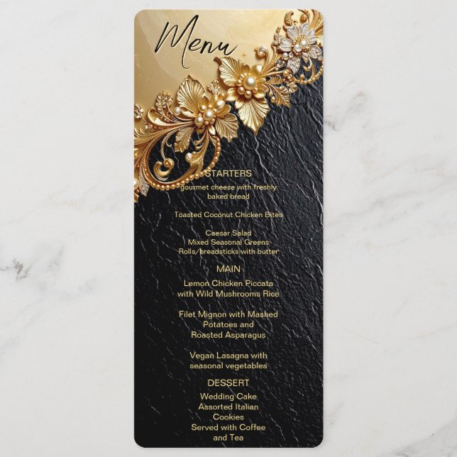Gold Floral Embellishments Menu (Frente)