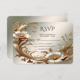 Gold Floral RSVP Card