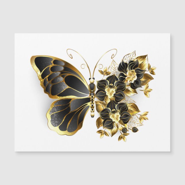 Gold Flower Butterfly with Black Orchid (Frente)