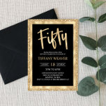 Gold Foil Glitter 50.o Convite de Aniversário<br><div class="desc">Este é um convite de 50º aniversário com um brilho dourado e design de folha de alumínio. caras de cara cinzentas brilhantes de menina cinzenta de menina cinzenta 50º e cinquenta e cinquenta e cinquenta</div>