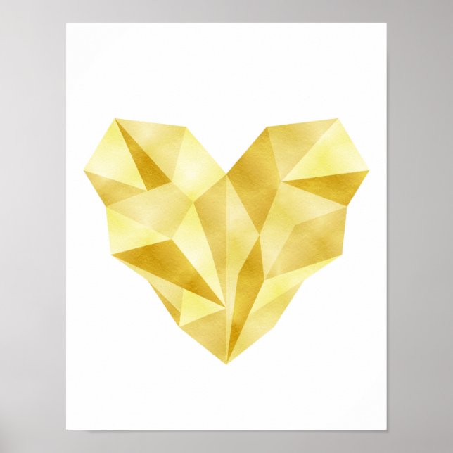 Gold foil heart Geometric heart poster (Frente)