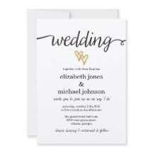 Gold Foil Hearts Kraft Paper Convite de Casamento