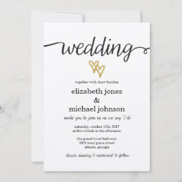 Gold Foil Hearts Kraft Paper Convite de Casamento