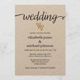 Gold Foil Hearts Kraft Paper Convite de Casamento