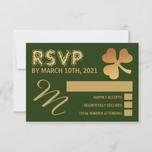 Gold Foil Shamrock, RSVP do Partido do Dia de São 