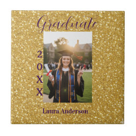 Gold glitter photo graduation add name class text