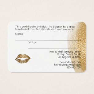Gold Lips CERTIFICADO DE PRESENTE ADICIONAR LOGO S