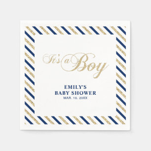 Gold & Navy Guardanapo de papel para Chá de Bebê