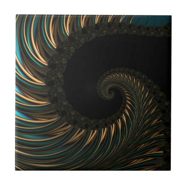 golden artistic Spiral Spin, modern fractal art (Frente)