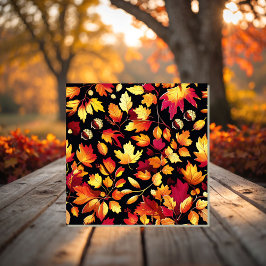 Golden Autumn Leaves Fall Pattern Ceramic Tile