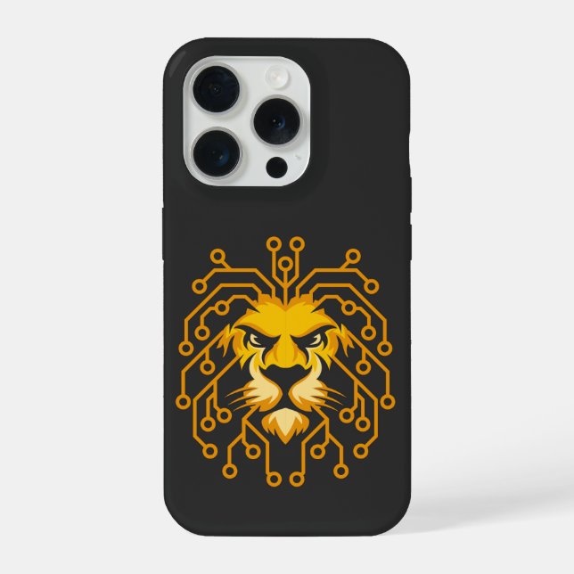 Golden Circuit Lion iPhone 15 Case (Verso)