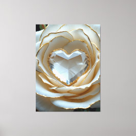 Golden-Edged Purity Crystal Rose Canvas Art