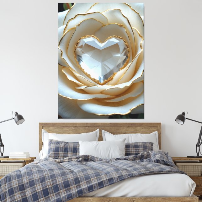 Golden-Edged Purity Crystal Rose Canvas Art (Insitu(Quarto))